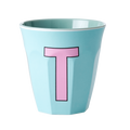 Melamine Cup - Medium with Alphabet in Pinkish Colors | Letter T