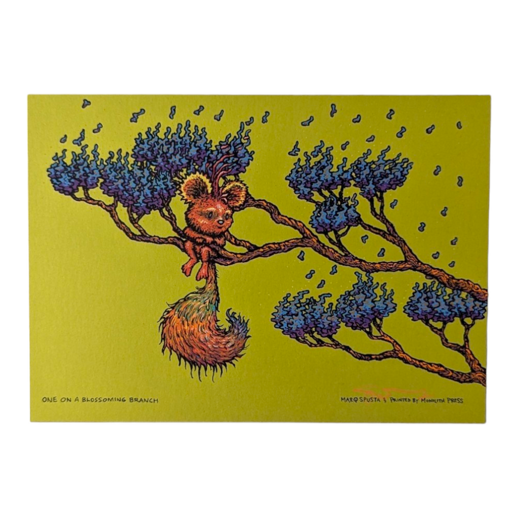 Marq Spusta "One on a Blossoming Branch (Sticky Yellow/Green)" Mini Print