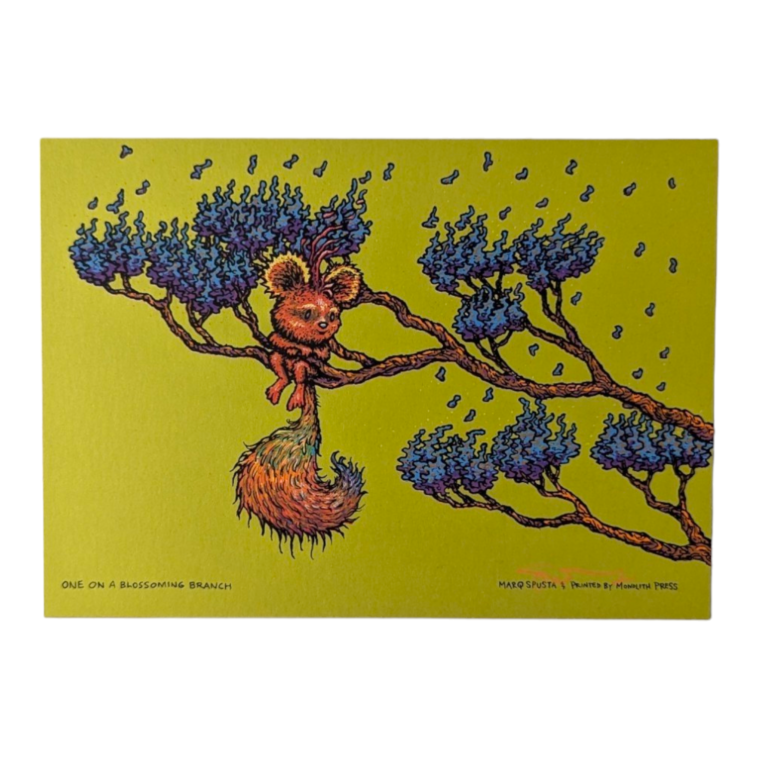 Marq Spusta "One on a Blossoming Branch (Sticky Yellow/Green)" Mini Print