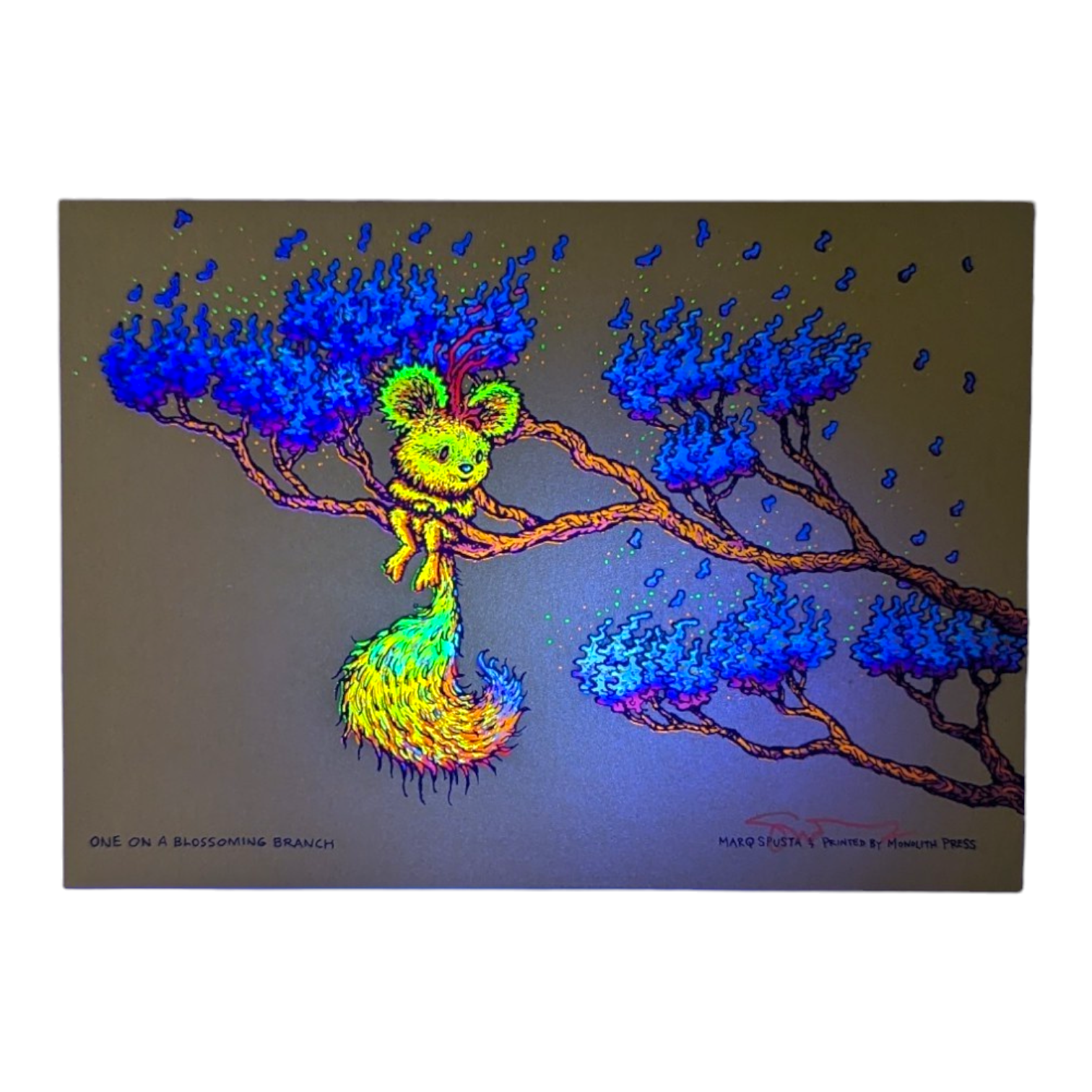 Marq Spusta "One on a Blossoming Branch (Sticky Yellow/Green)" Mini Print