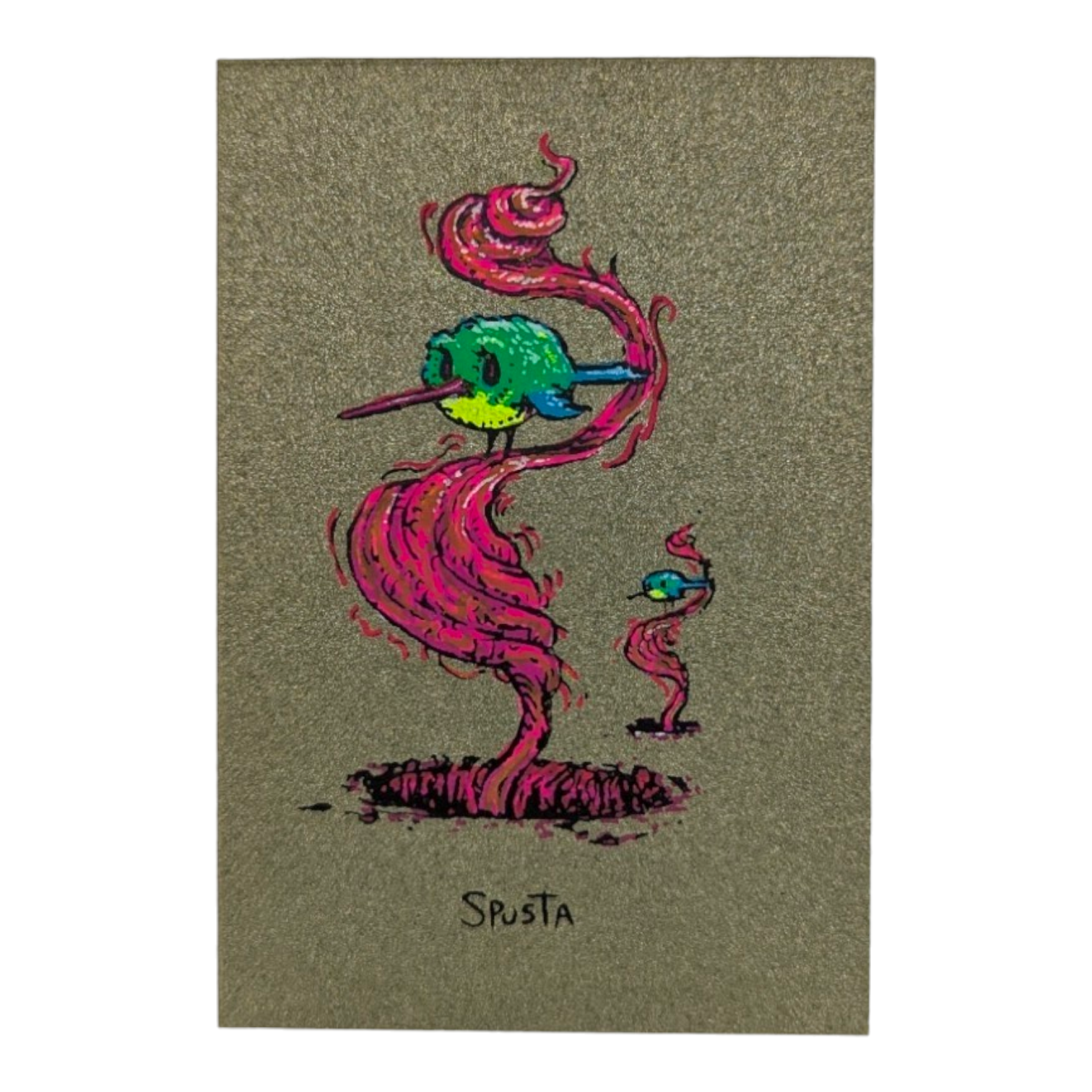 Marq Spusta Two Birds (Olive Shimmer) Micro Print