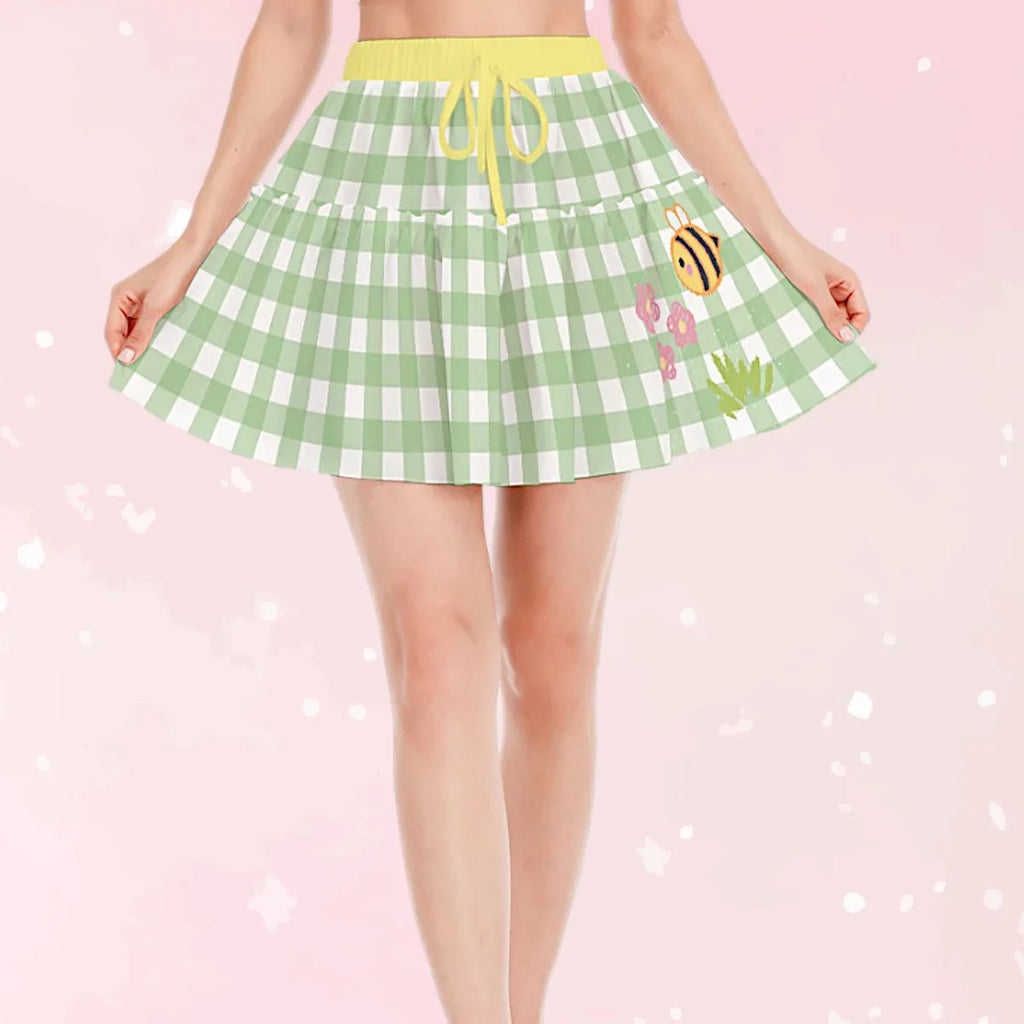 Sweet Lil Bee Ruffle Plaid Skirt