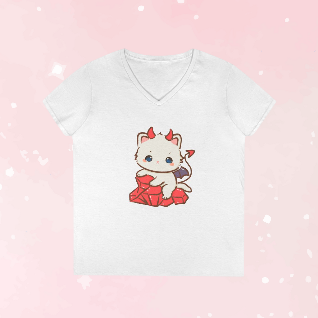 Lil Devil Cat V-Neck Play Tee