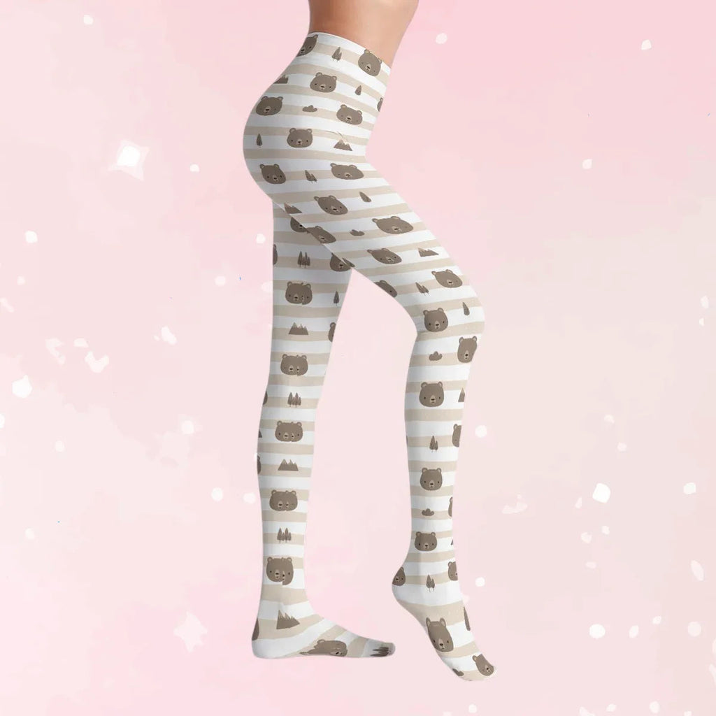 Cozy Woodland Bear Stretch Tights