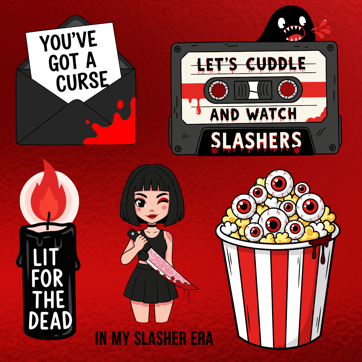 Horror Cutie Mini Sticker Pack (3.4inch - Individual Stickers)