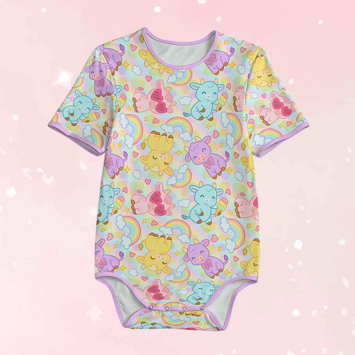Rainbow Moobaby Short Sleeve CuddleSuit