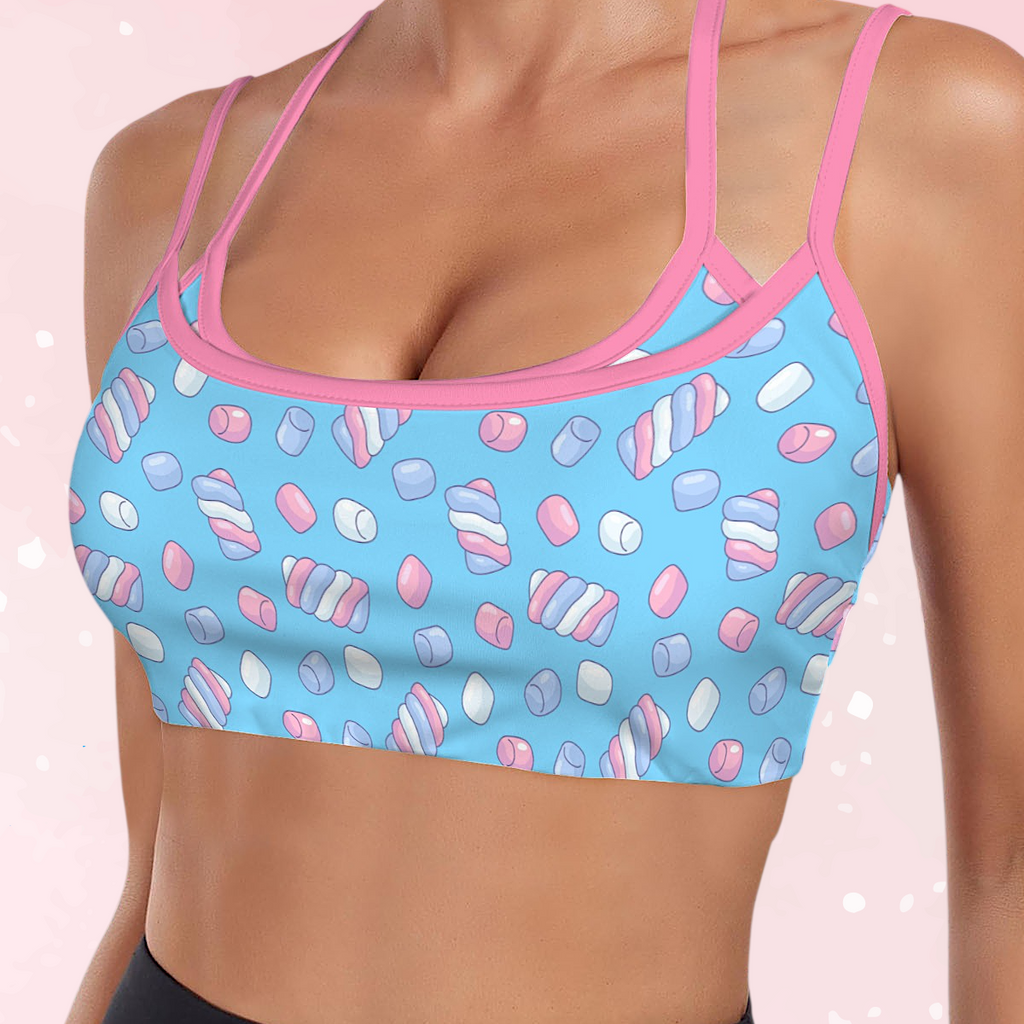 Candy Marshmallow Double Strap Sports Bra