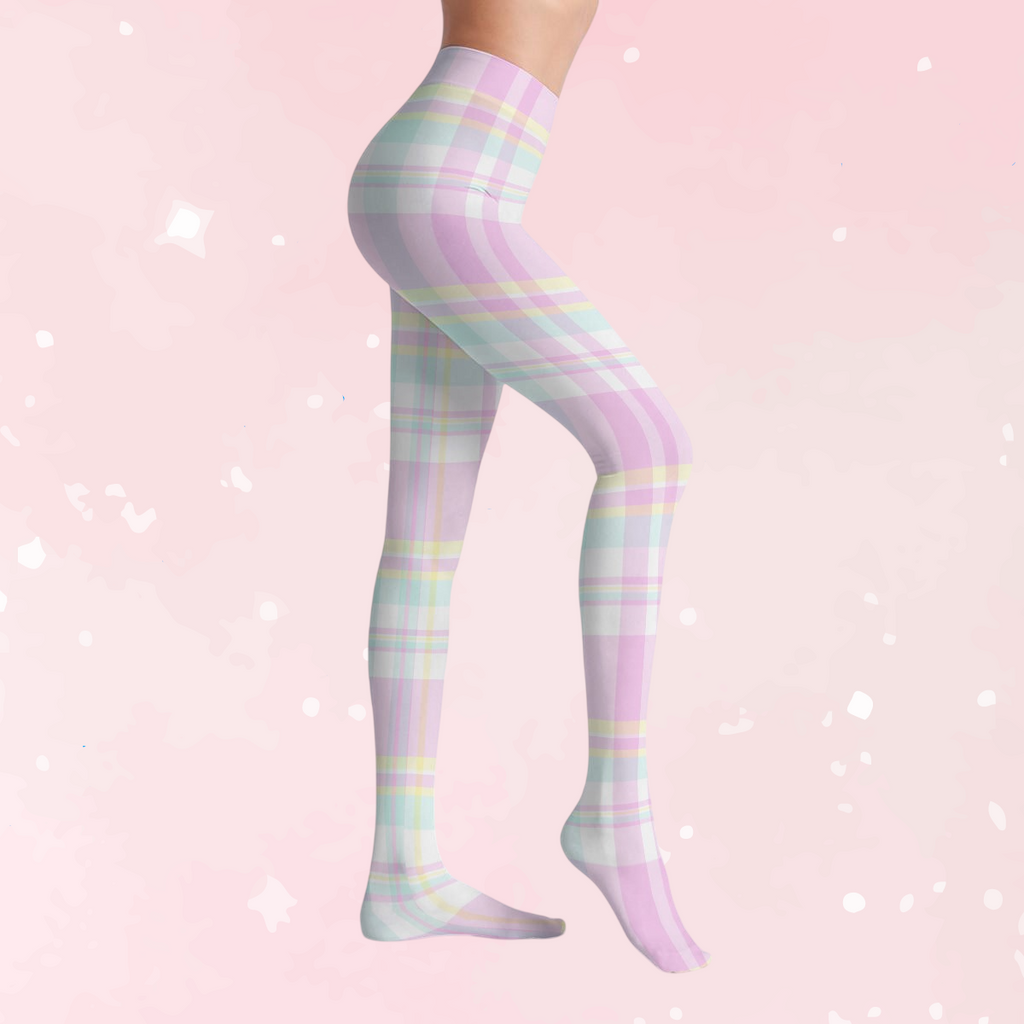 Pastel Plaid Soft Stretch Tights