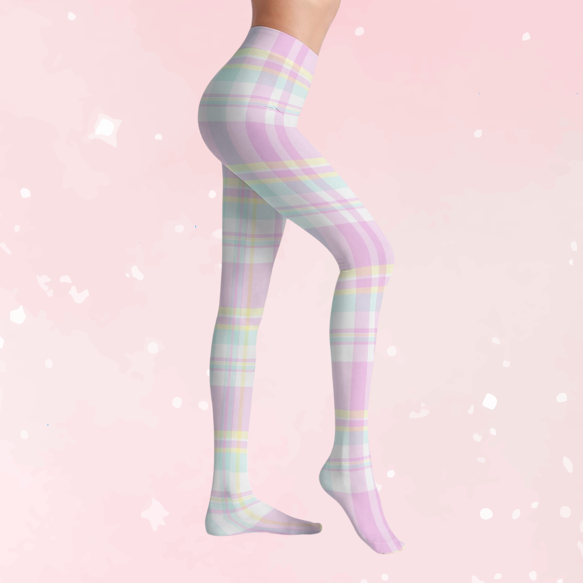 Pastel Plaid Soft Stretch Tights