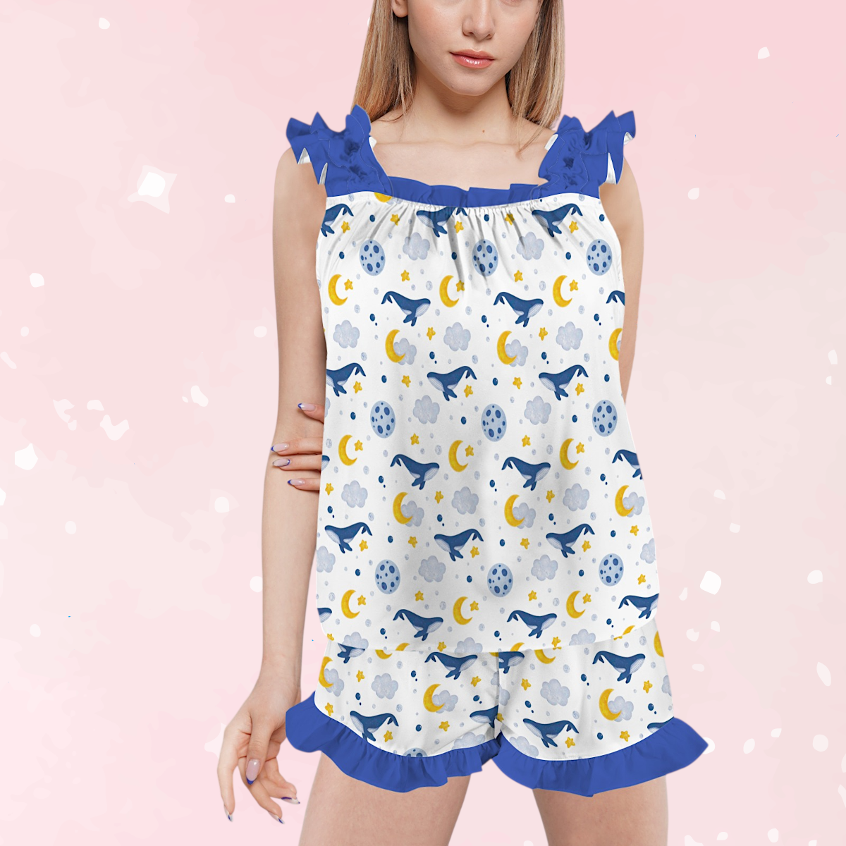 Sleepy Whale Ruffle Pajama Set
