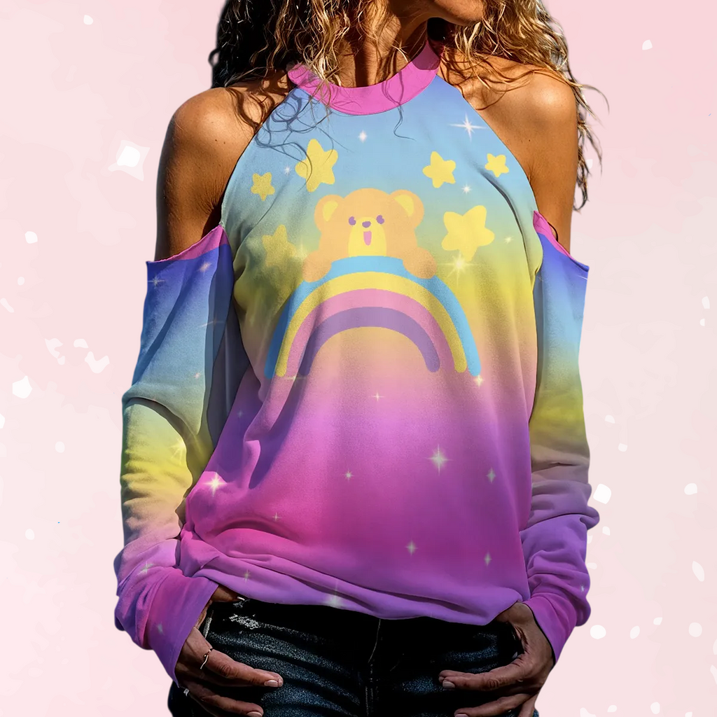 Rainbow Snuggle Bear Peekaboo Sweater