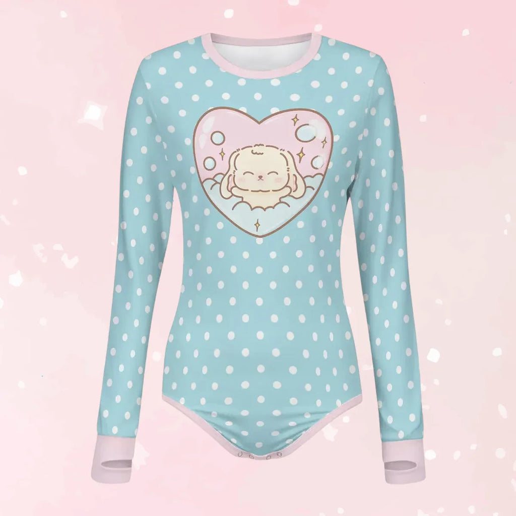 Cute BunBun Bathtime Long Sleeve CuddleSuit