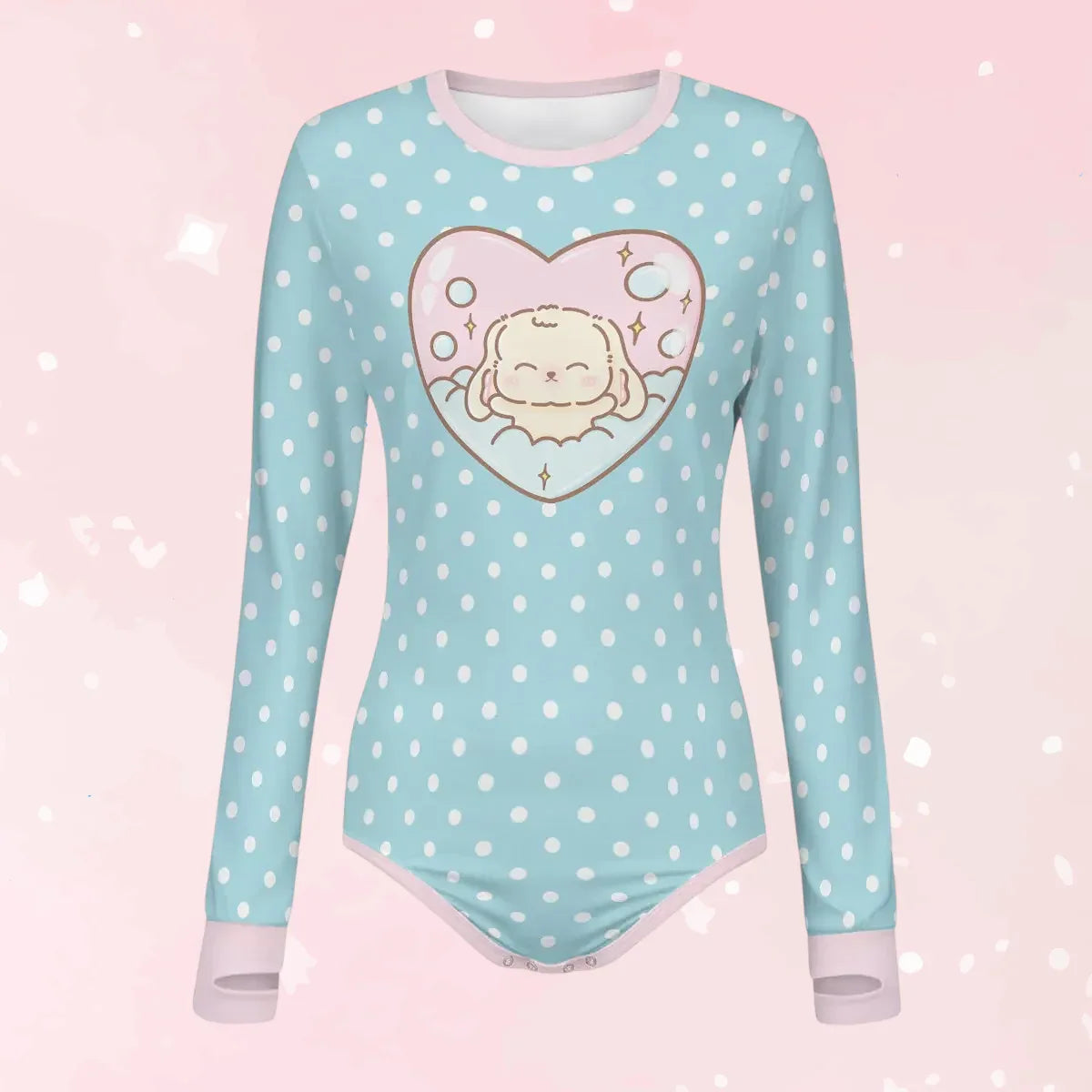 Cute BunBun Bathtime Long Sleeve CuddleSuit