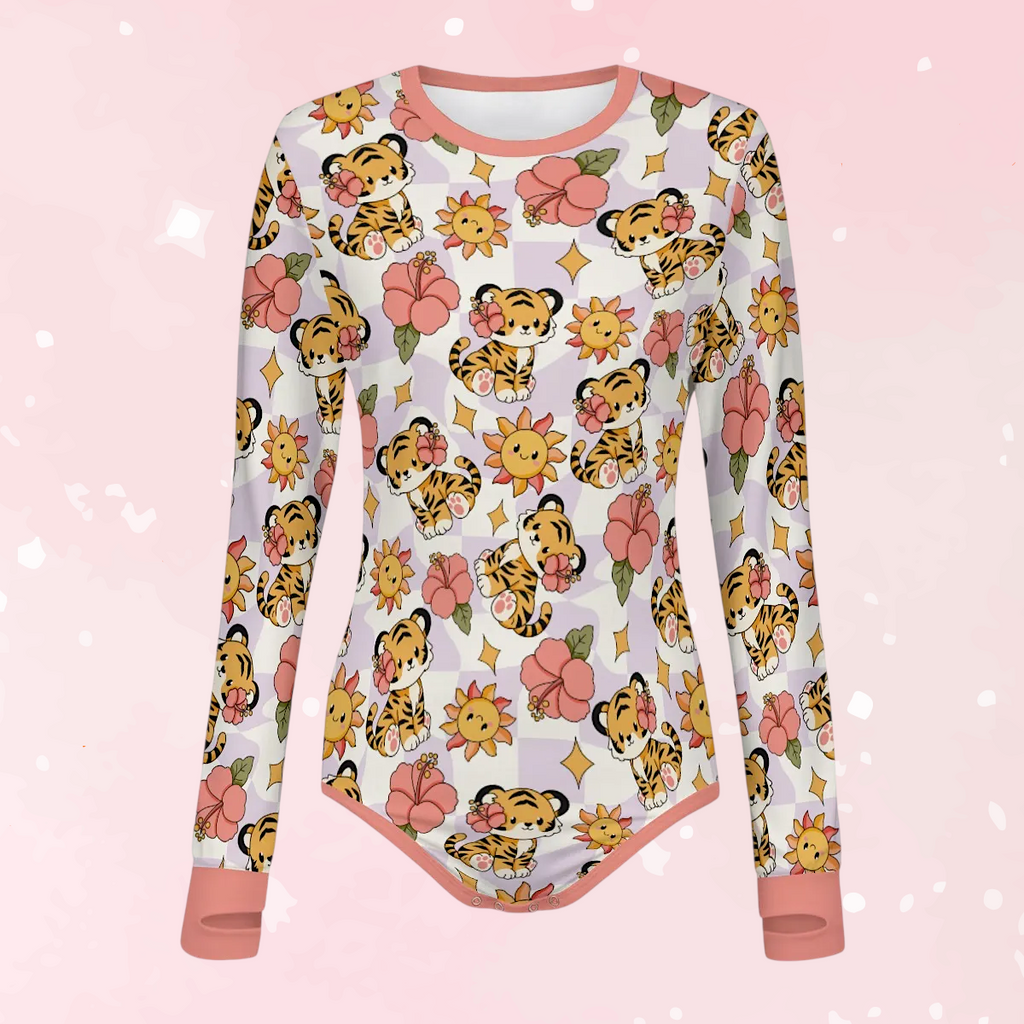Tiger Bloom Long Sleeve CuddleSuit