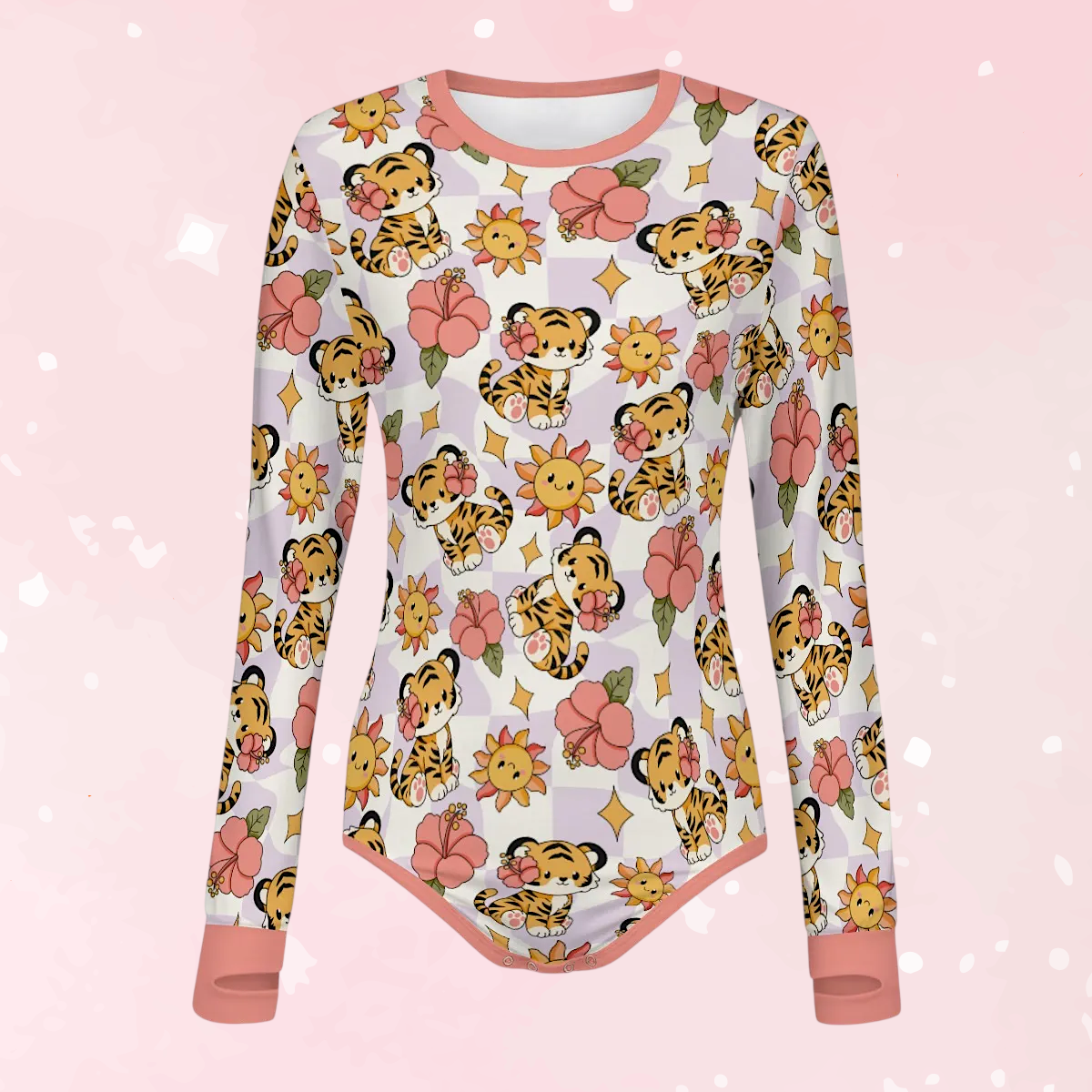 Tiger Bloom Long Sleeve CuddleSuit