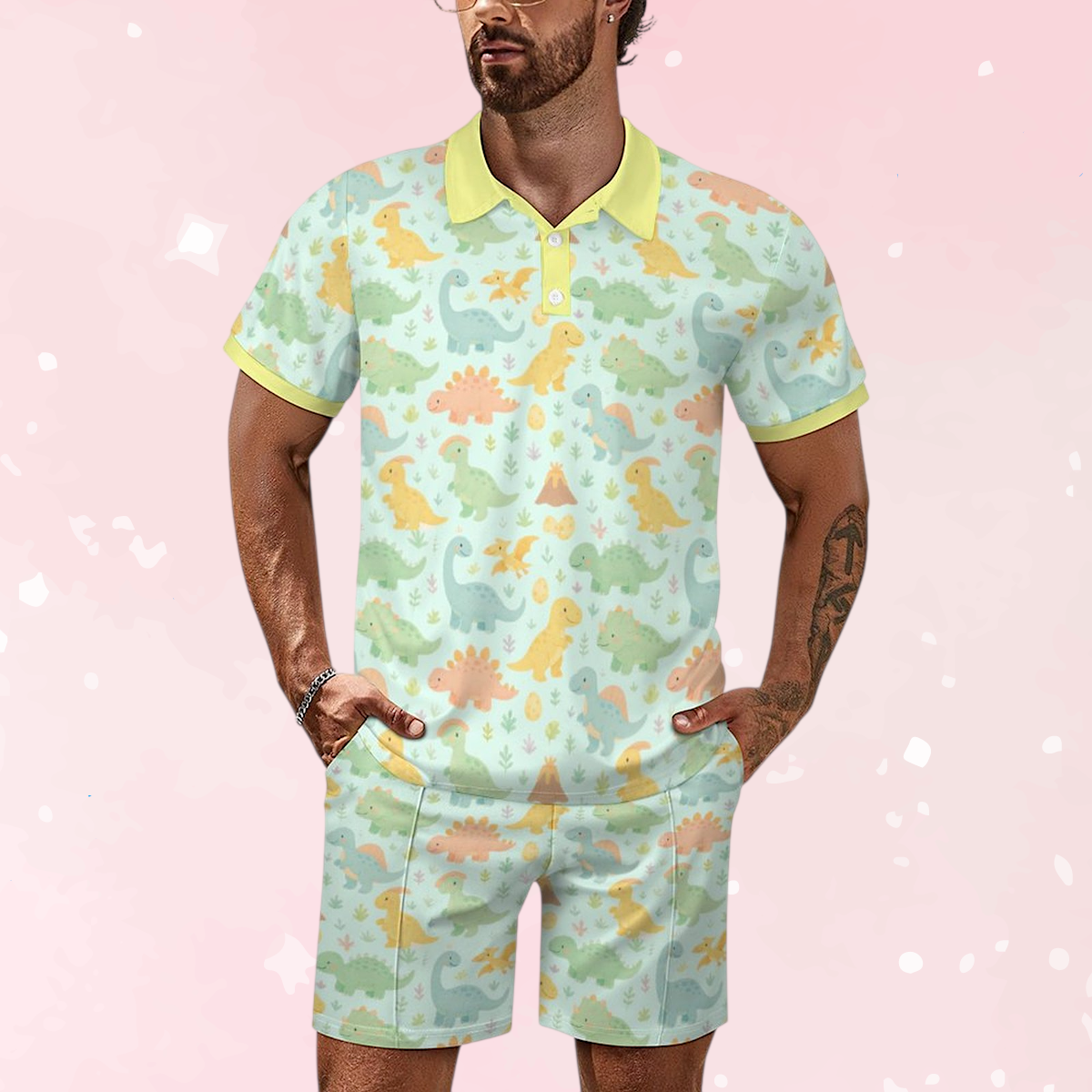 Dino Dreamland Polo Shorties Set