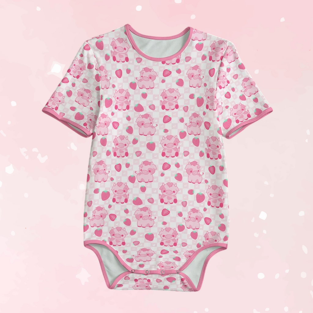 Berry Moo Short Sleeve CuddleSuit