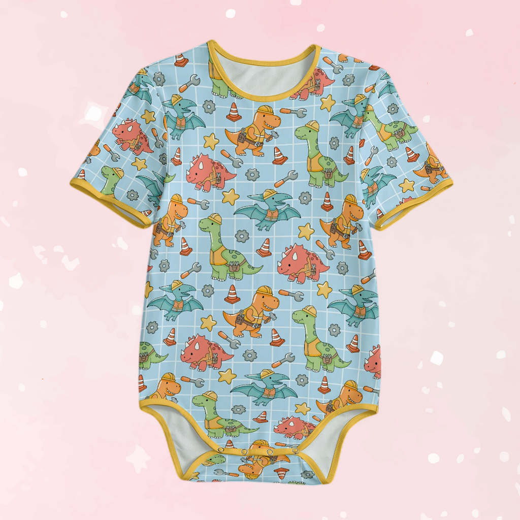 Dino Builders Short Sleeve CuddleSuit