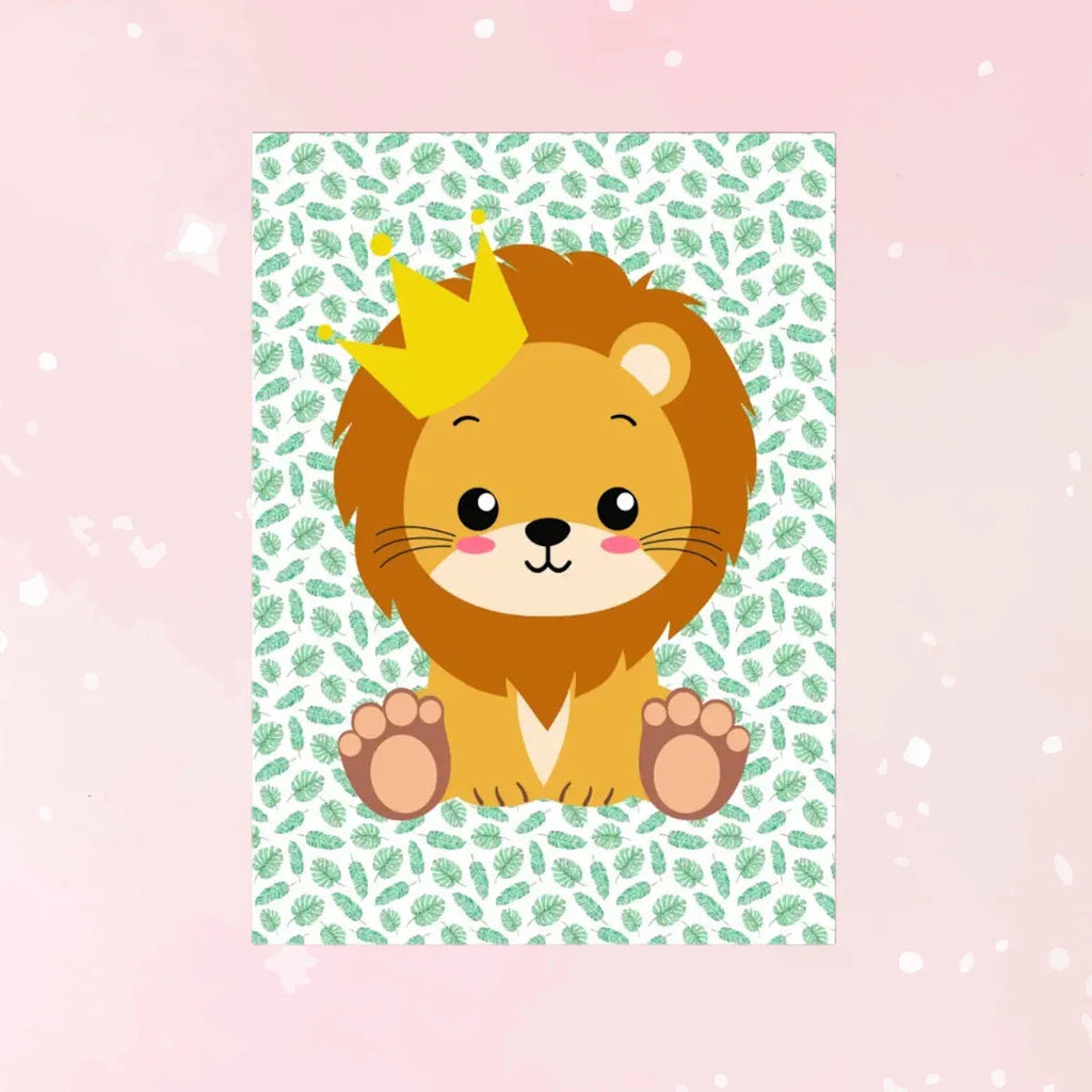 Adorable Jungle Lion Frameless Mural