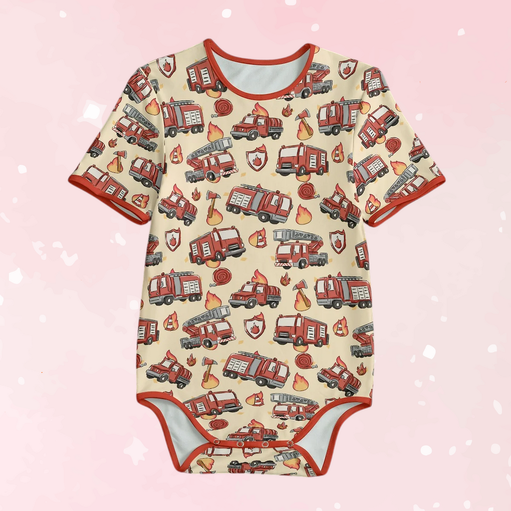 Little Firefighter Short Sleeve CuddleSuit