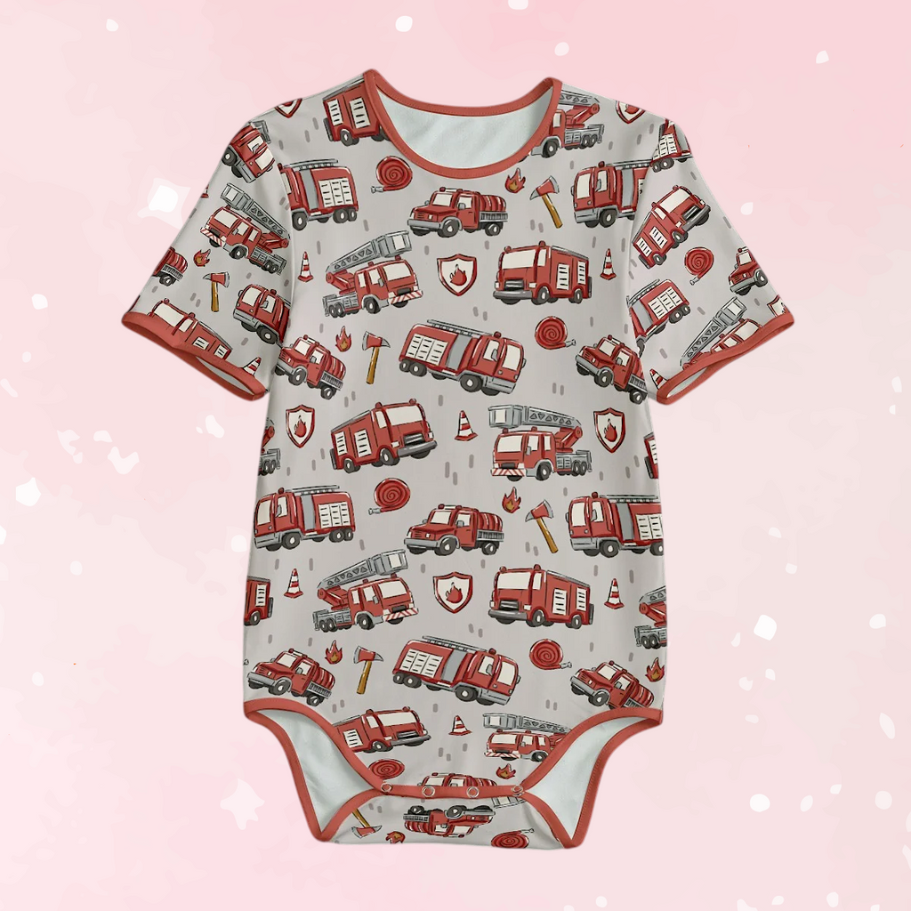 Little Firehouse Short Sleeve CuddleSuit