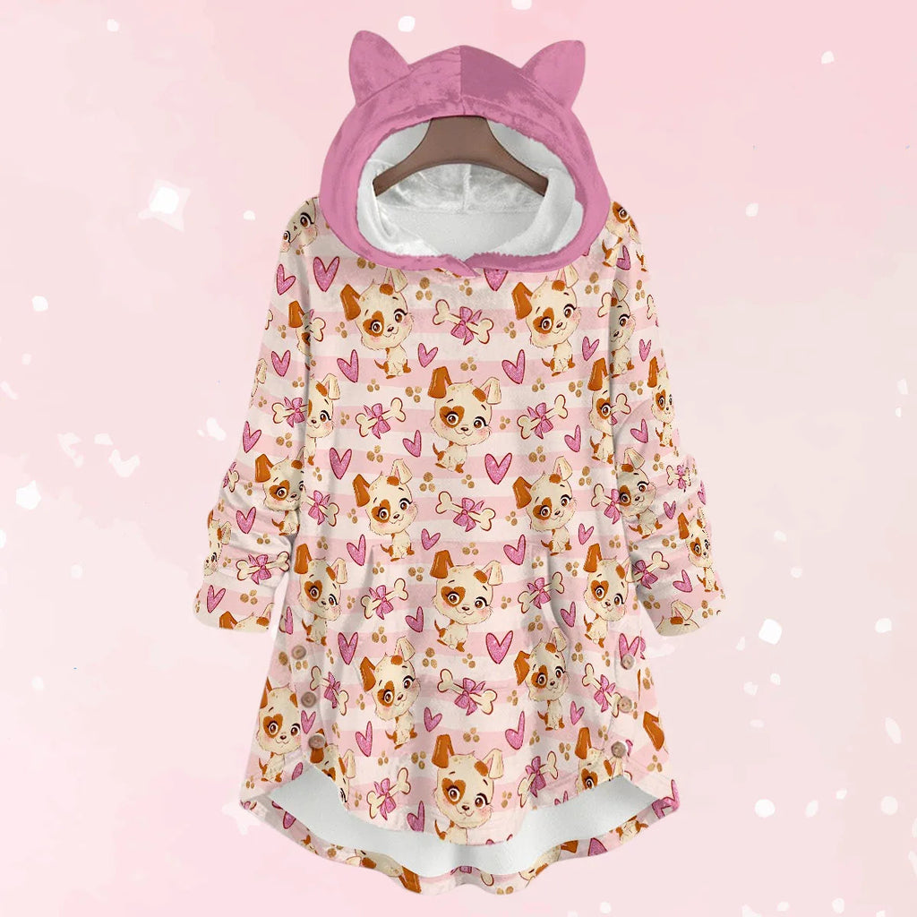 Puppy Love Flannel Ears Hoodie