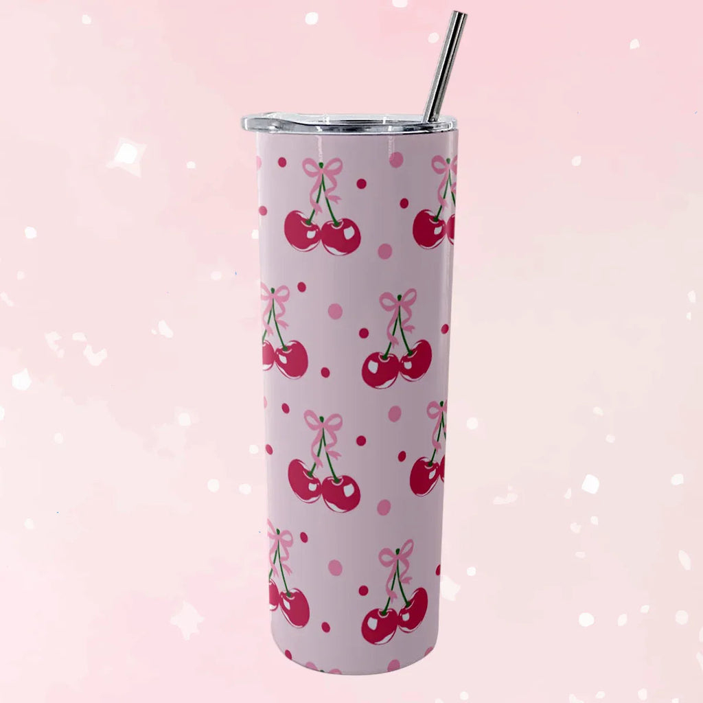Pretty In Cherries Glitter Tumbler 20 oz