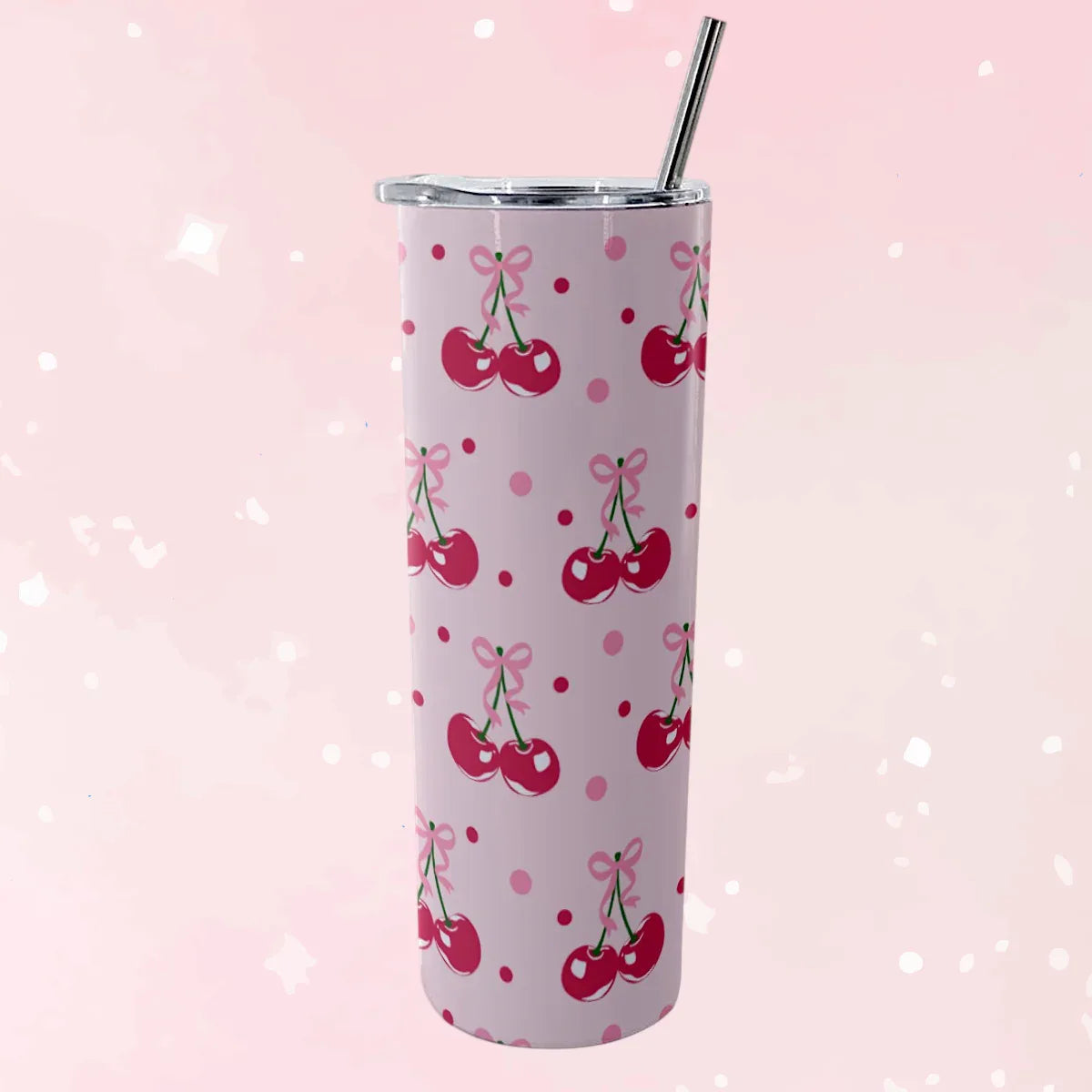 Pretty In Cherries Glitter Tumbler 20 oz