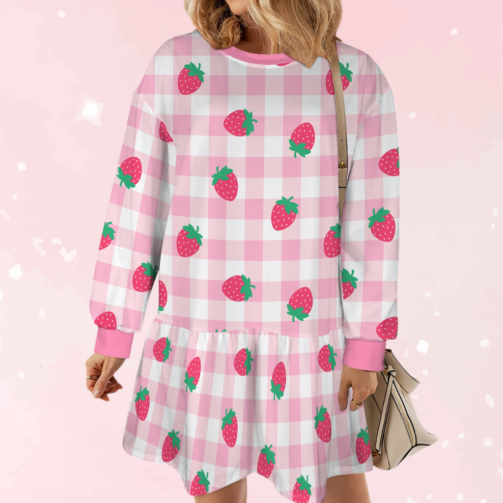 Sweet Strawberry Plaid Play Dress