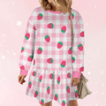 Sweet Strawberry Plaid Play Dress