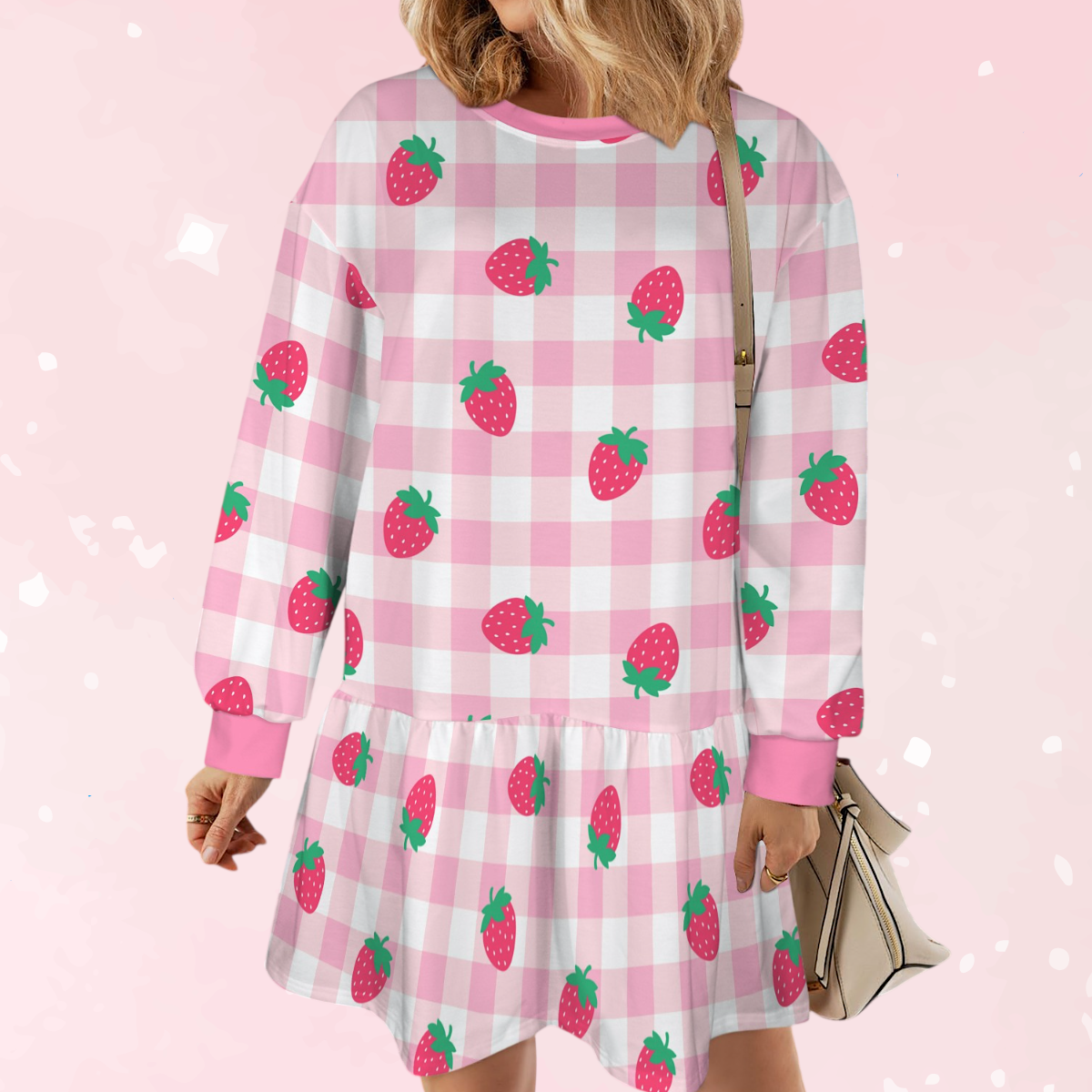 Sweet Strawberry Plaid Play Dress