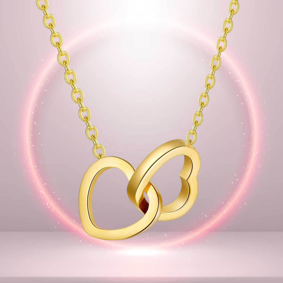 Loyal Titanium Steel Double Heart Day Collar