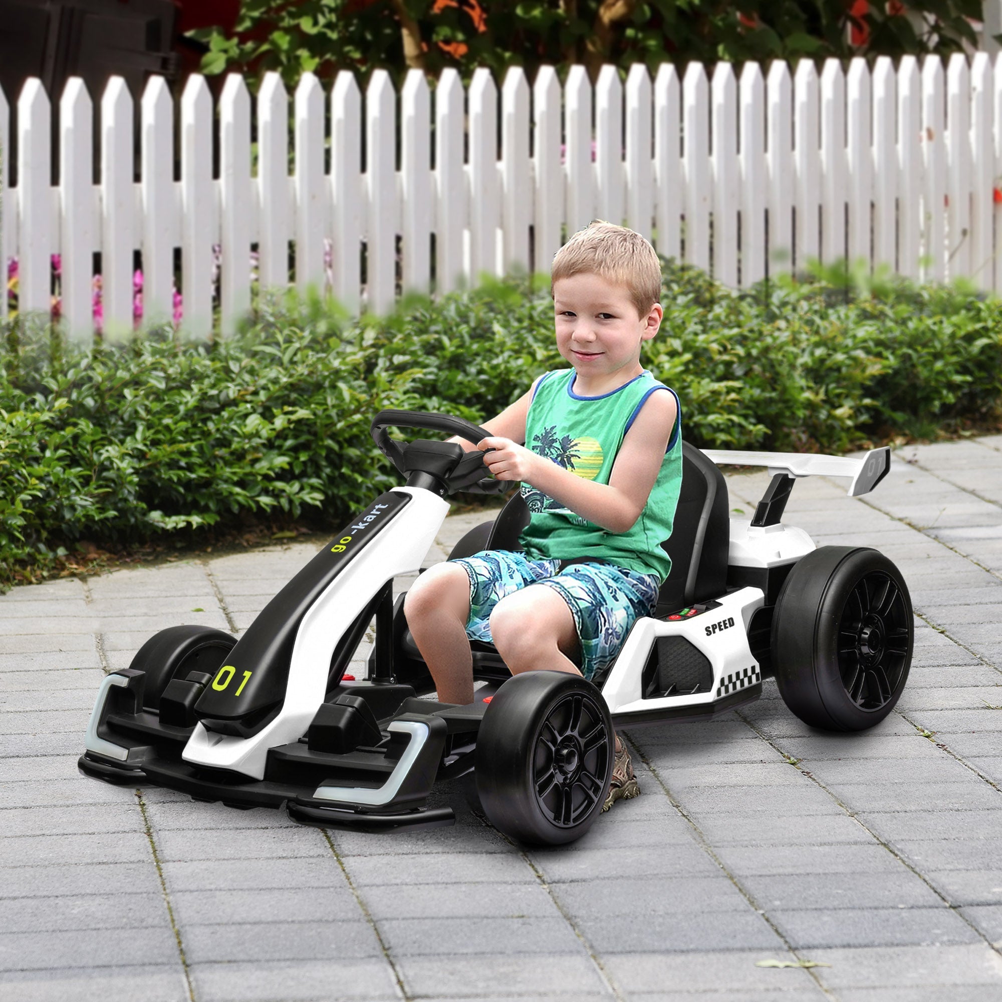 Adjustable Seat Electric Go Kart with Slow Start - 24V, 7.5 MPH