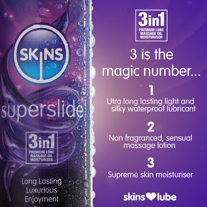 Skins Super Slide Silicone Based 3 in 1 Lubricant 4.4oz