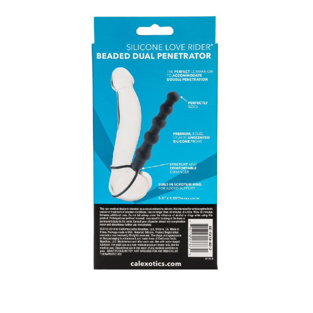 Silicone Love Rider Beaded Dual Stimulator - Black