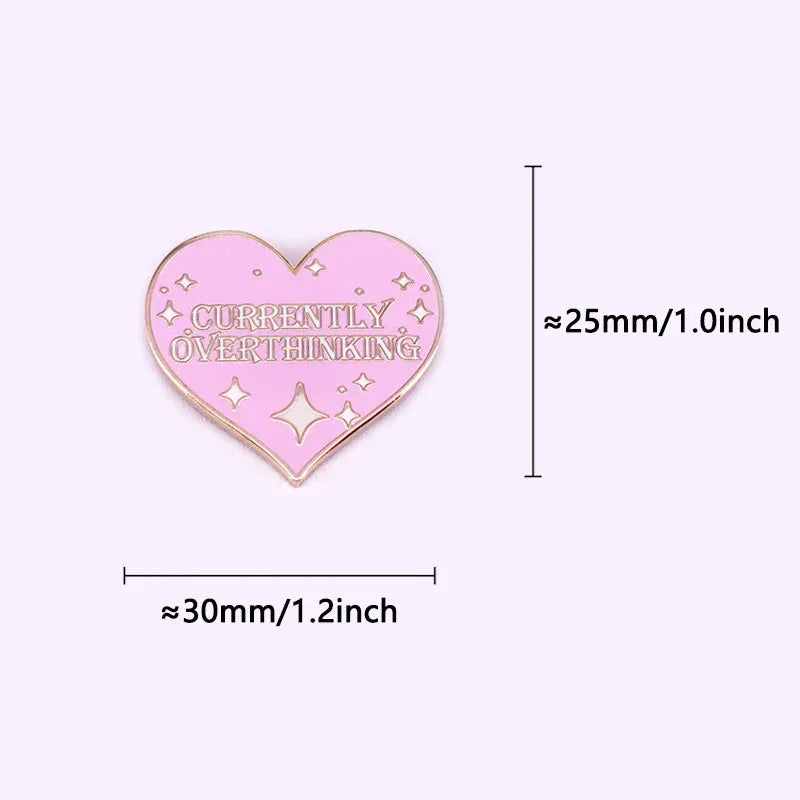 Currently Overthinking Glitter Heart Enamel Pin