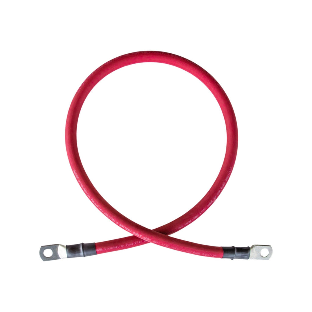 1/0 Gauge (AWG) Black and Red Pure Copper Battery Cable Wire with Lug Connector Ring Terminals