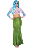 Shimmer Spandex Mermaid Maxi Skirt - Green (Small-Medium)