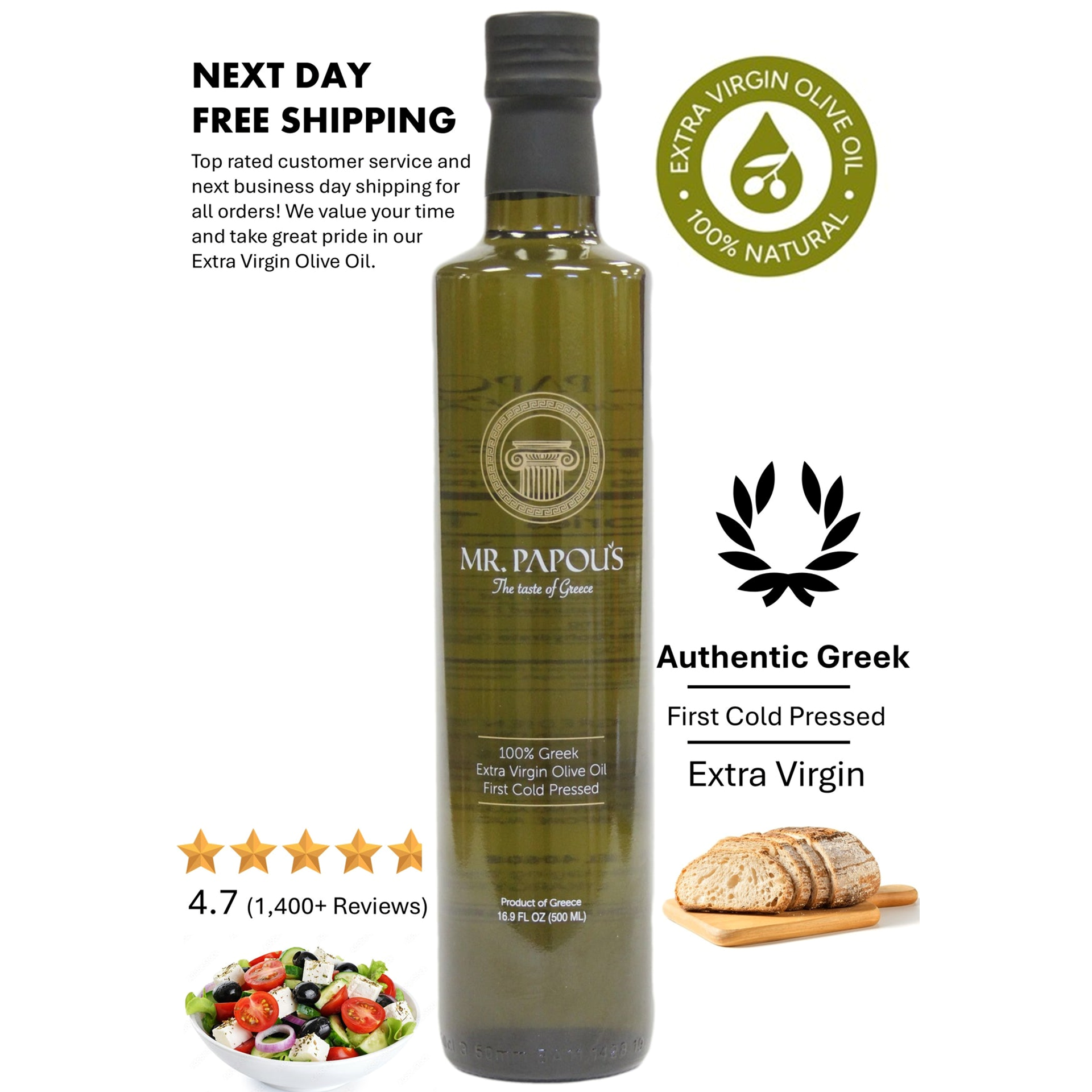 Mr. Papou's 500 ml Bottle Authentic Extra Virgin Olive Oil