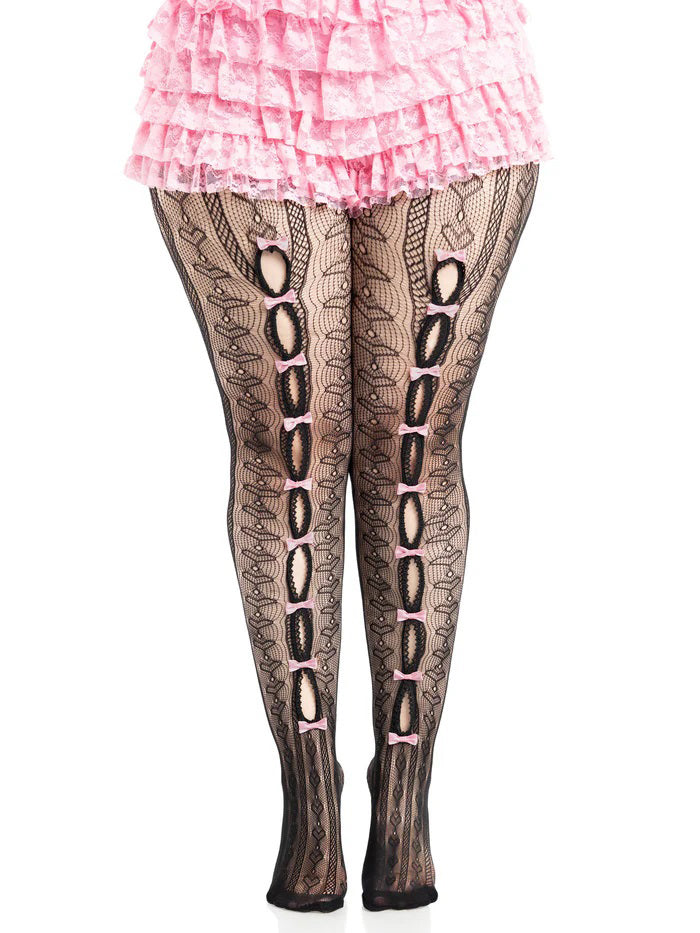 Plus Sweetheart Striped Tights - Black/pink (1x 2x)