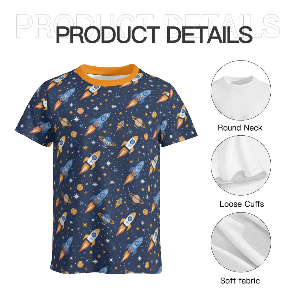 Cute Cosmic Rocket Play Tee