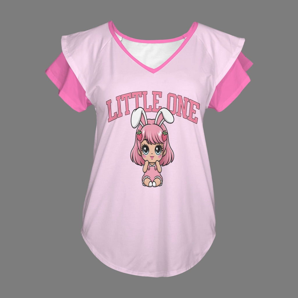Little One Strawbaby Ruffle V-Neck Play Tee