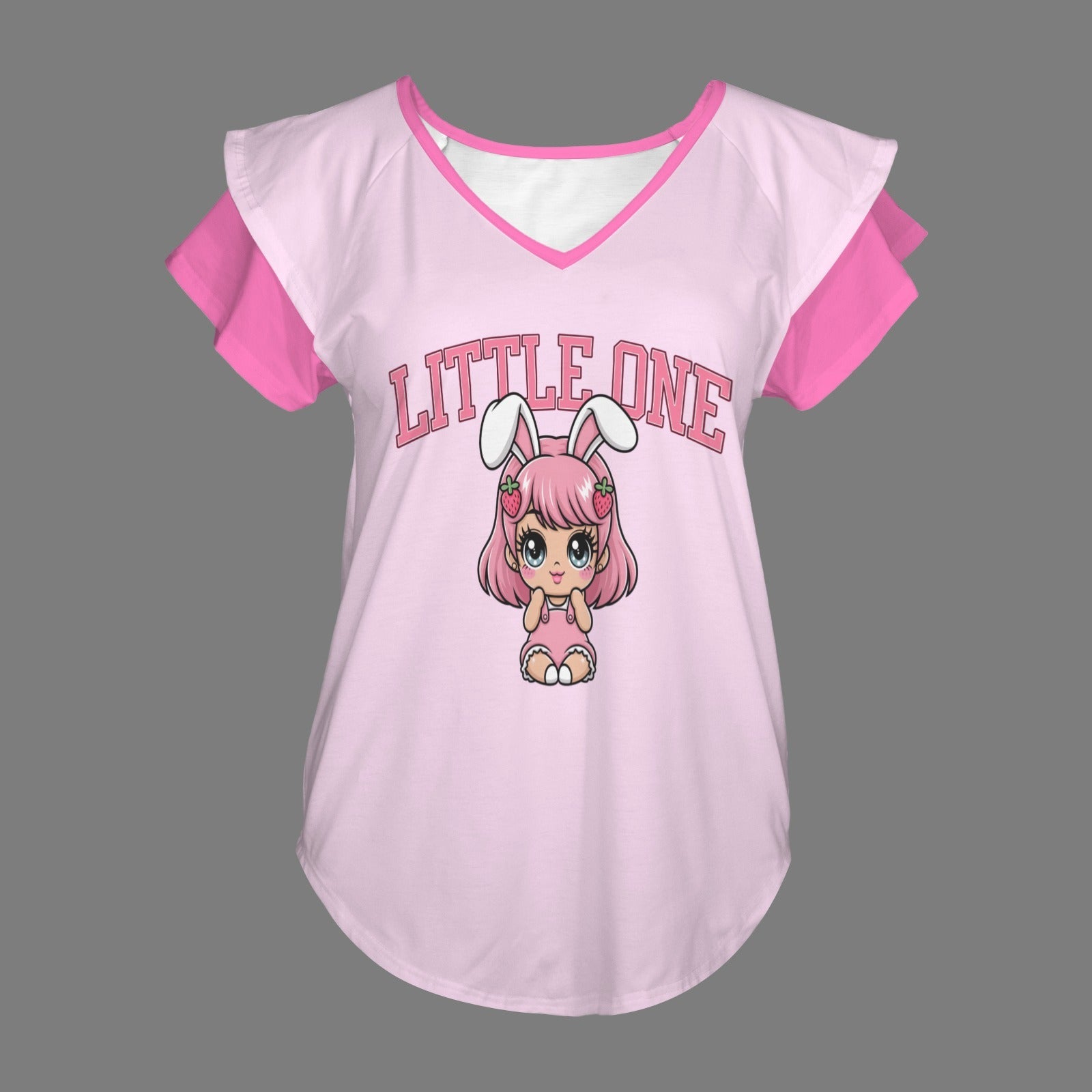 Little One Strawbaby Ruffle V-Neck Play Tee