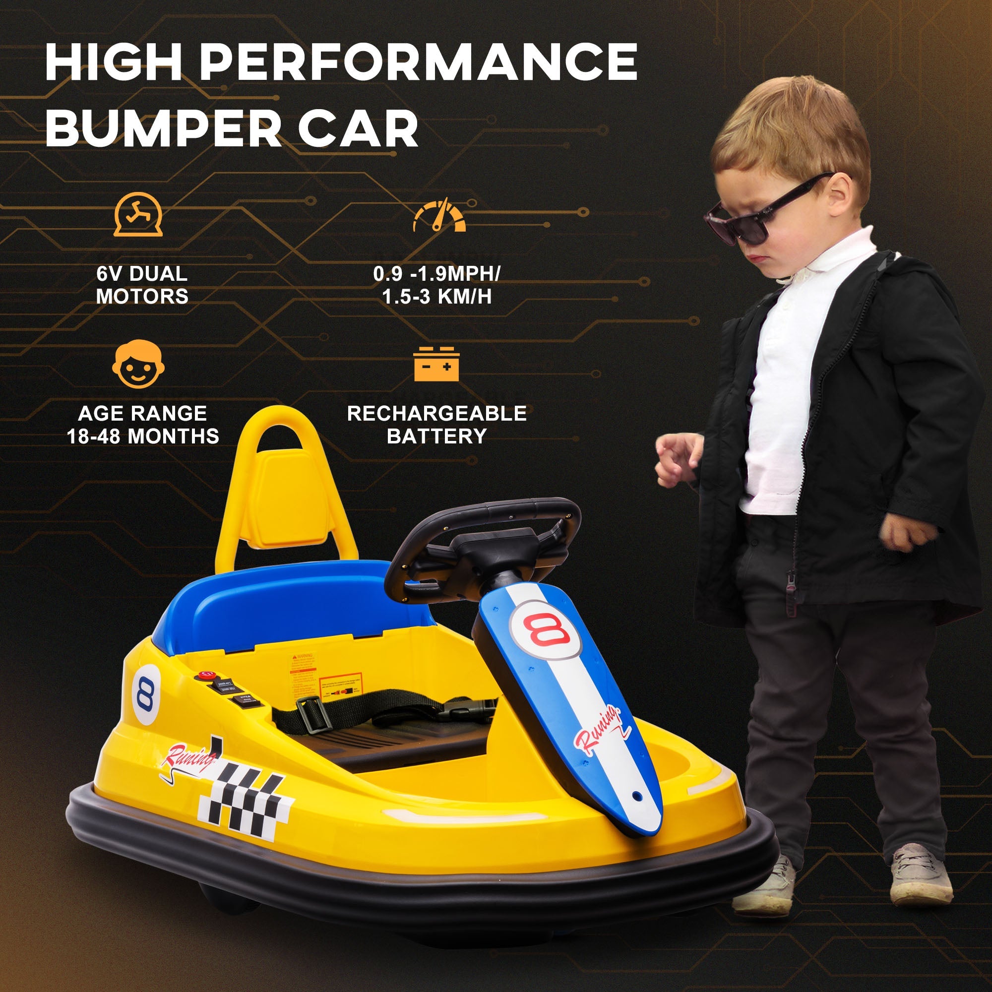 360° Rotating Electric Bumper Car for Kids - Fun Ride On Toy with 6V Battery