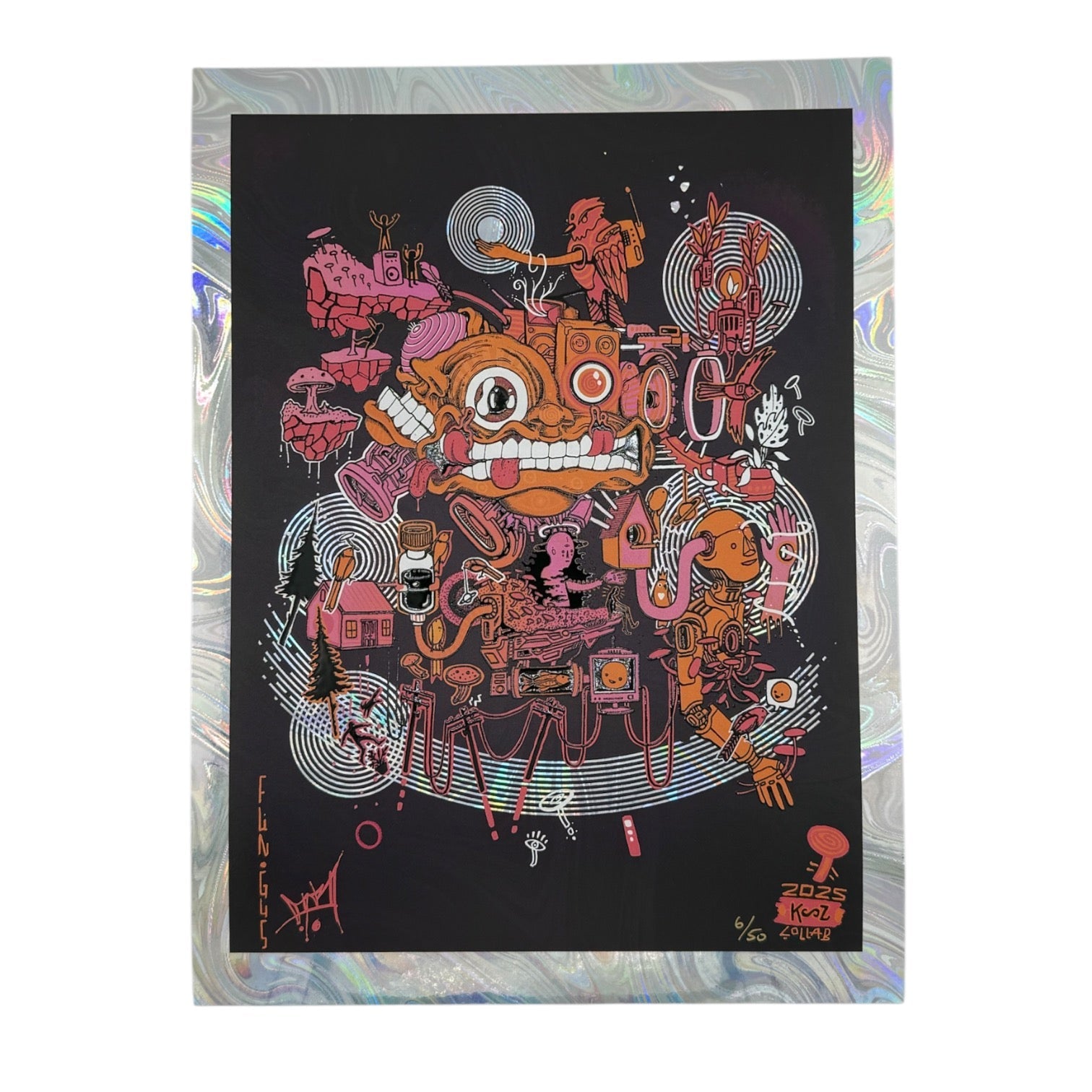 Aaron Brooks x Kooz "Fun Gus (Raspberry)" Mini Print