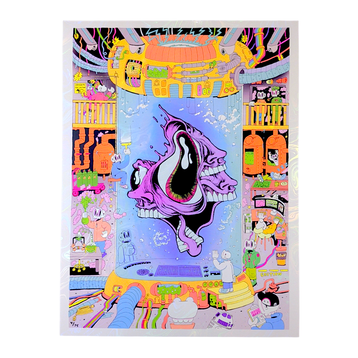 Aaron Brooks x Skully Vibes "Skulls and Faces (White Swirl Foil)" Print
