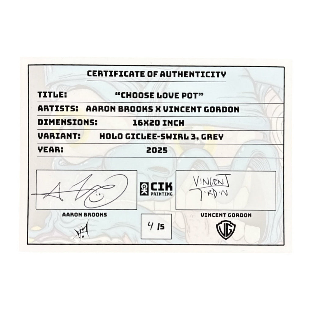 Aaron Brooks x Vincent Gordon (Melty Bros) "Choose Love Pot (Grey)" Print - LE 5
