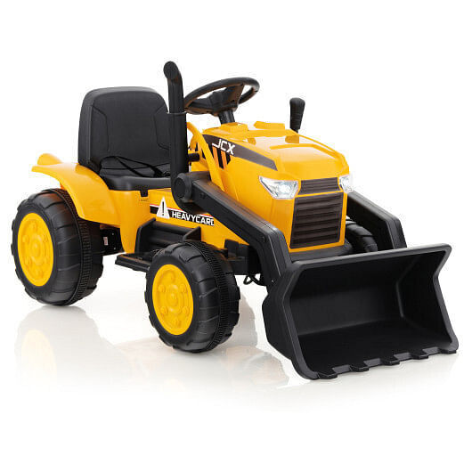 Adjustable Digging Bucket Ride-On Excavator for Kids - 12V Yellow
