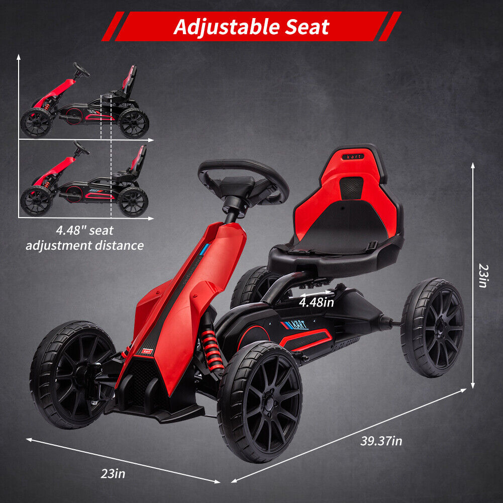 Adjustable Seat 4-Wheel Pedal Go Kart for Kids with Safety Belt