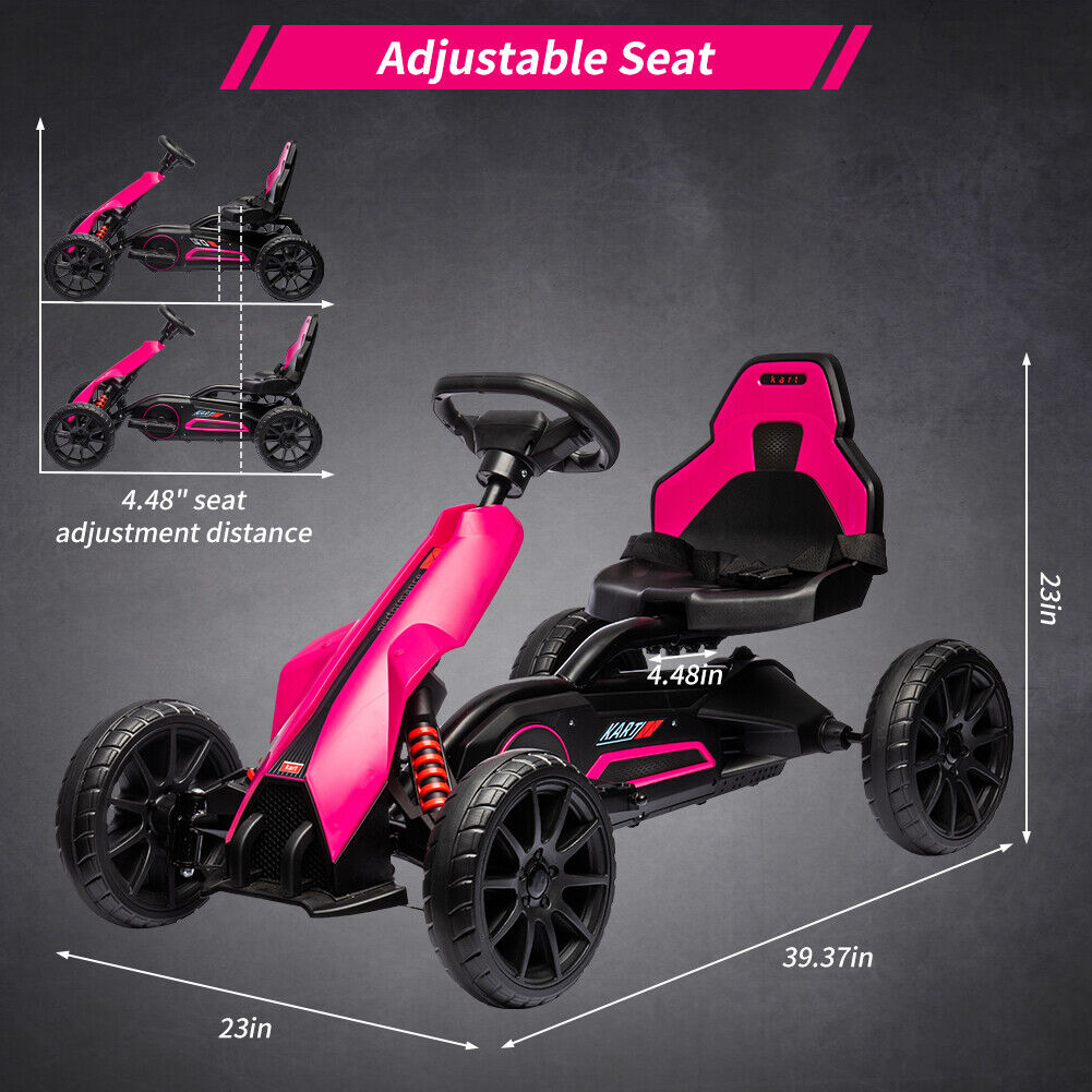 Adjustable Seat 4-Wheel Pedal Go Kart for Kids with Safety Belt